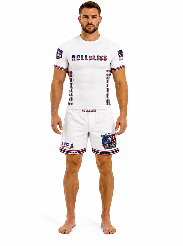 White Freedom BJJ Rash Guard