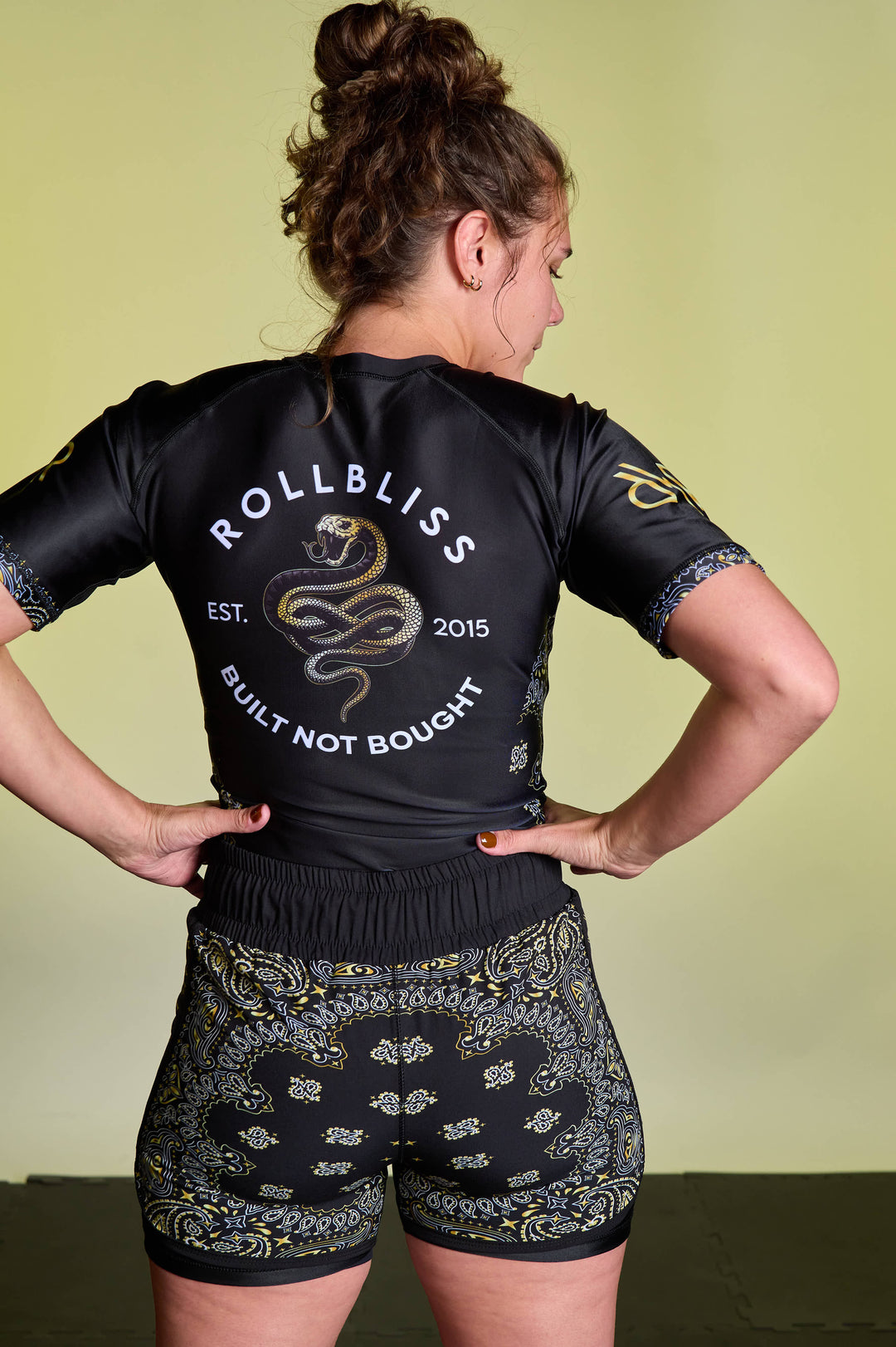 新品未使用タグ付きgypsohila Drawstring Rash Guard RollBliss Black Bandana Bjj Rashguard NoGi | Premium Rashguard