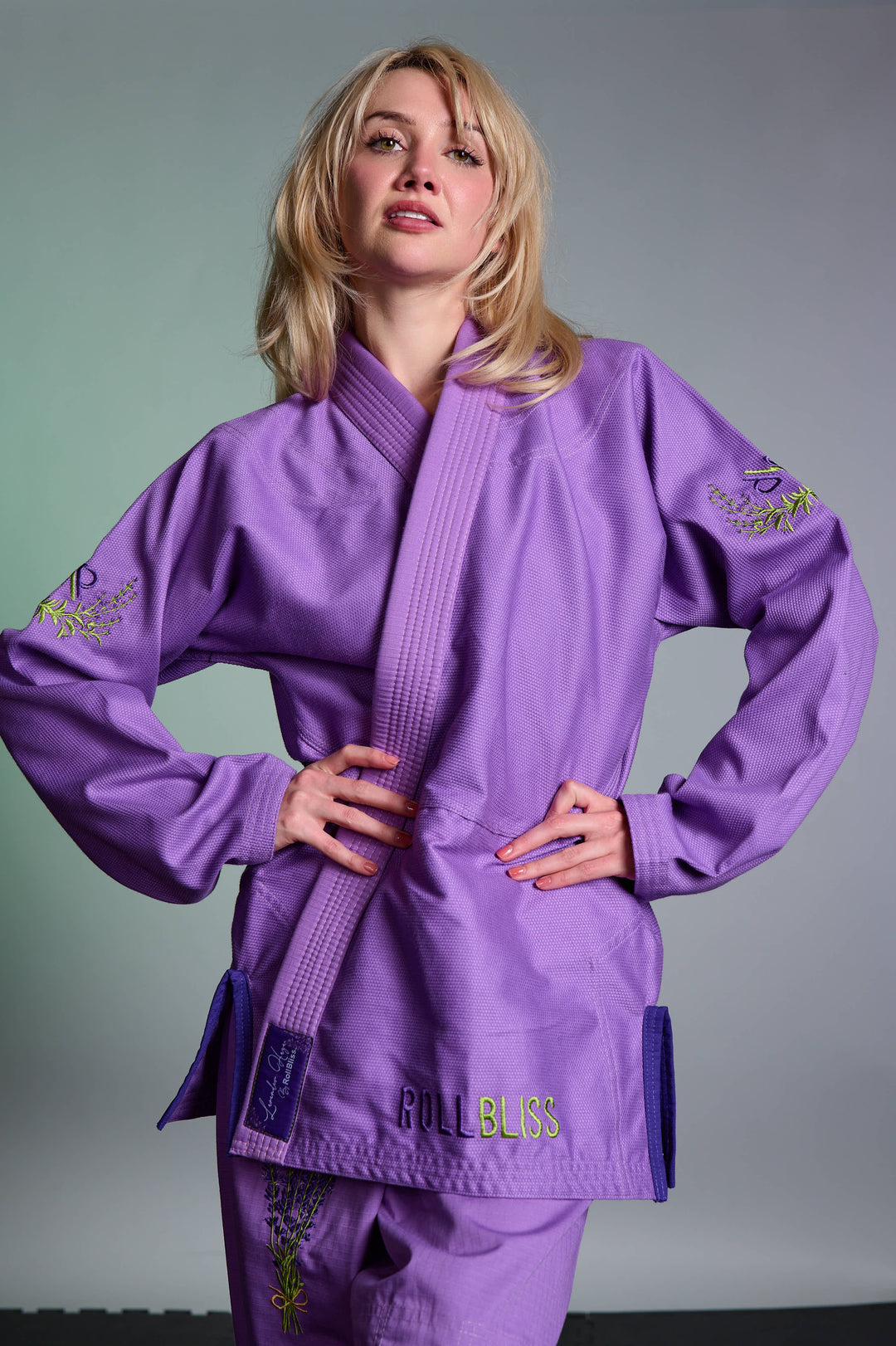 RollBliss Lavender Haze BJJ Gi – Lightweight Floral Embroidery