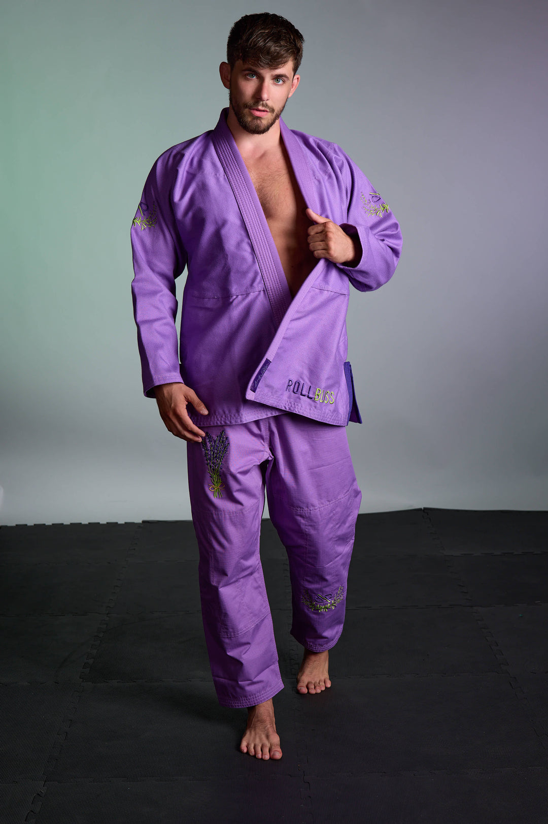 RollBliss Lavender Haze BJJ Gi – Lightweight Floral Embroidery