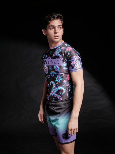 Paisley Black Ombre Grappling Shorts