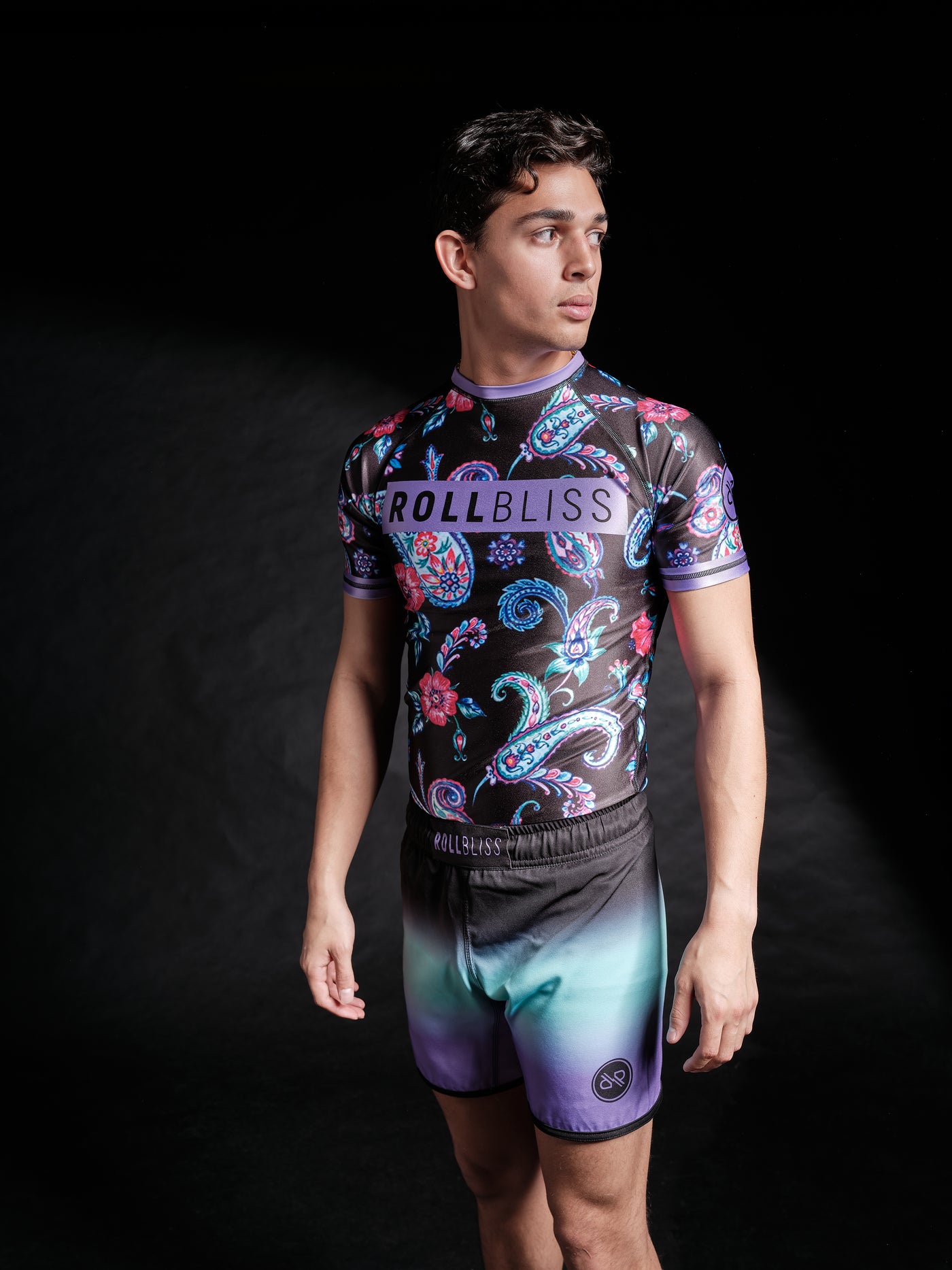 Paisley Black/Purple BJJ Rash Guard