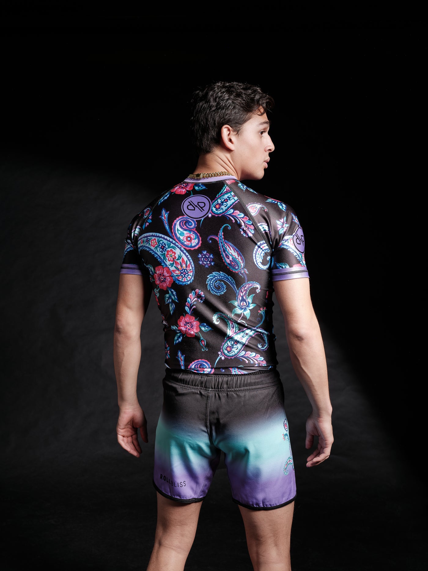 Paisley Black Ombre Grappling Shorts