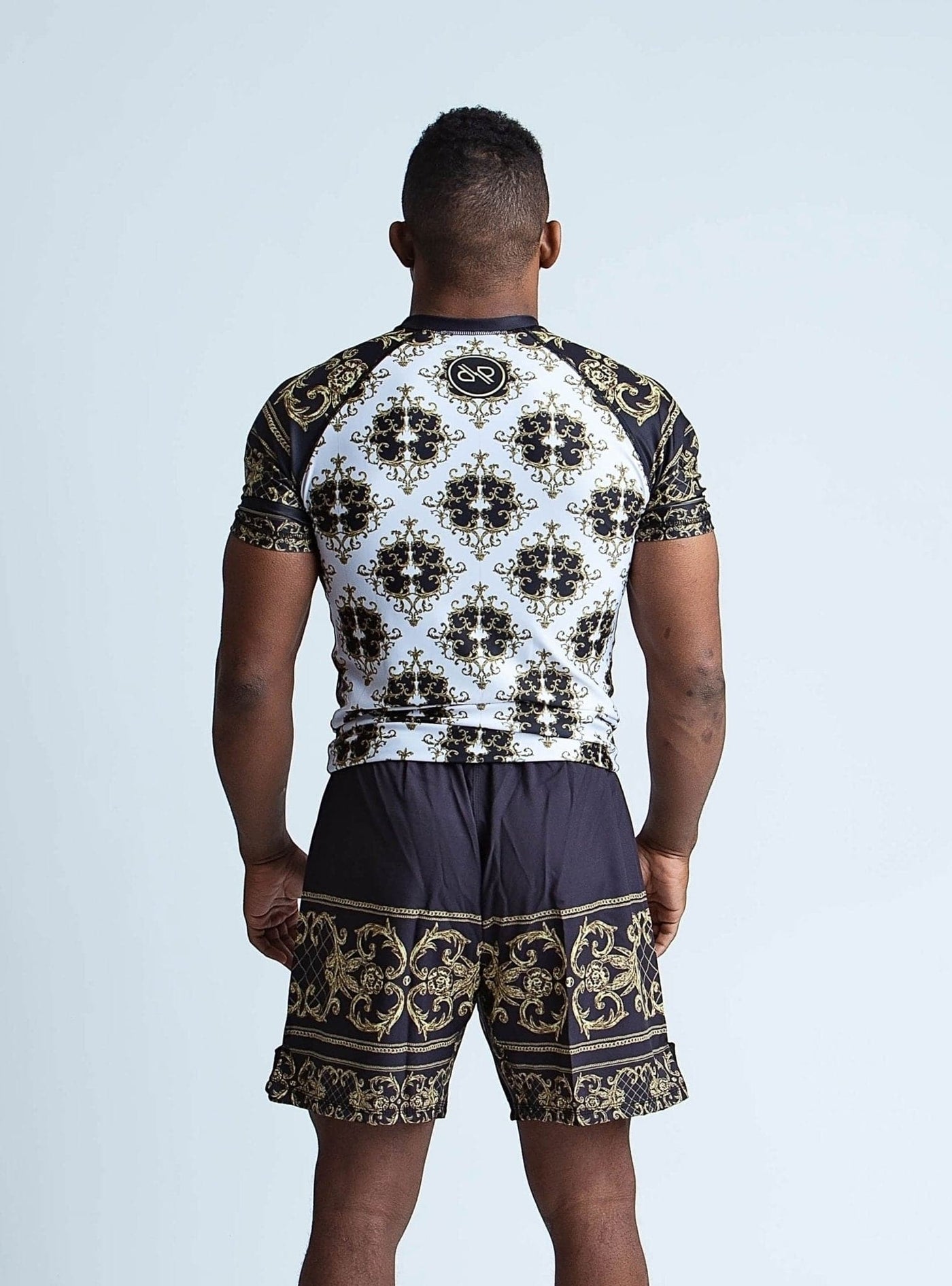 Black and Gold Royal Pattern Motif Shorts - RollBliss