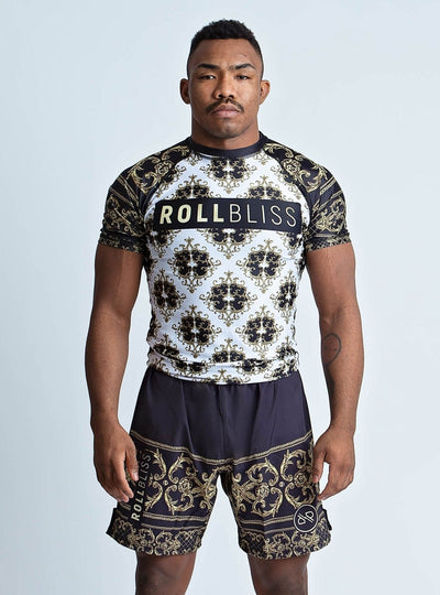 Black and Gold Royal Pattern Motif Shorts - RollBliss