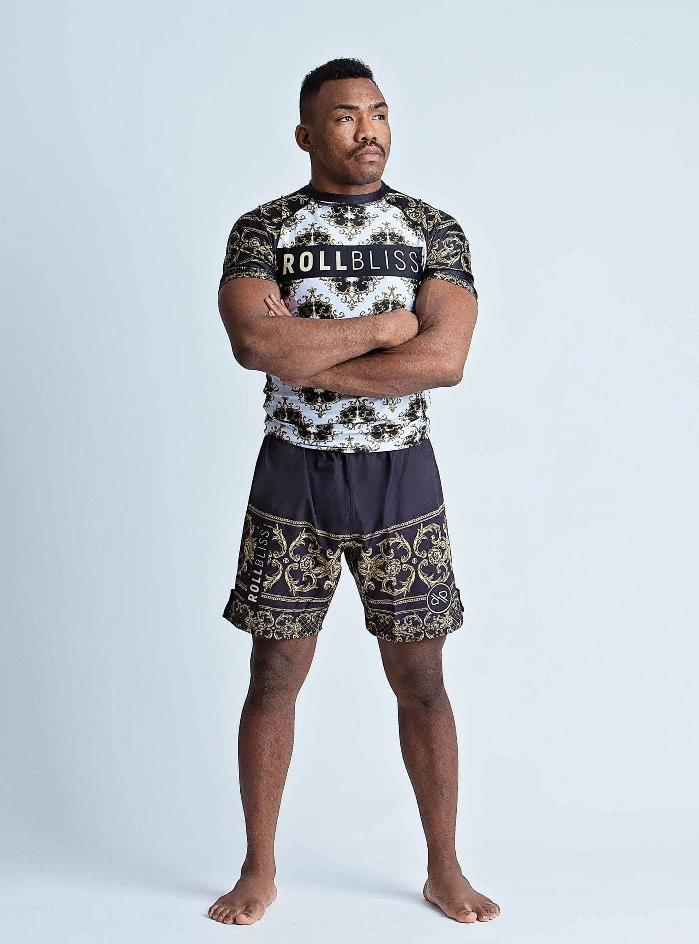 Black and Gold Royal Pattern Motif Shorts - RollBliss